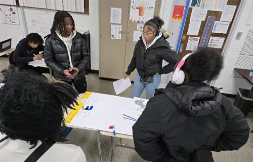  students working group project
